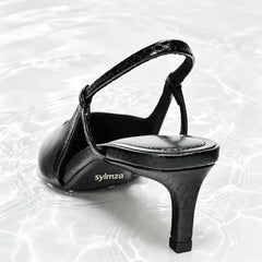 Black Embossed Design High Heels