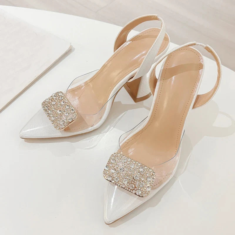 Summer Crystal Rhinestone Buckle Women Pumps