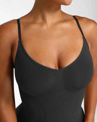 Bare Essentials Midi Bodysuit - Black Seamless Tummy Control
