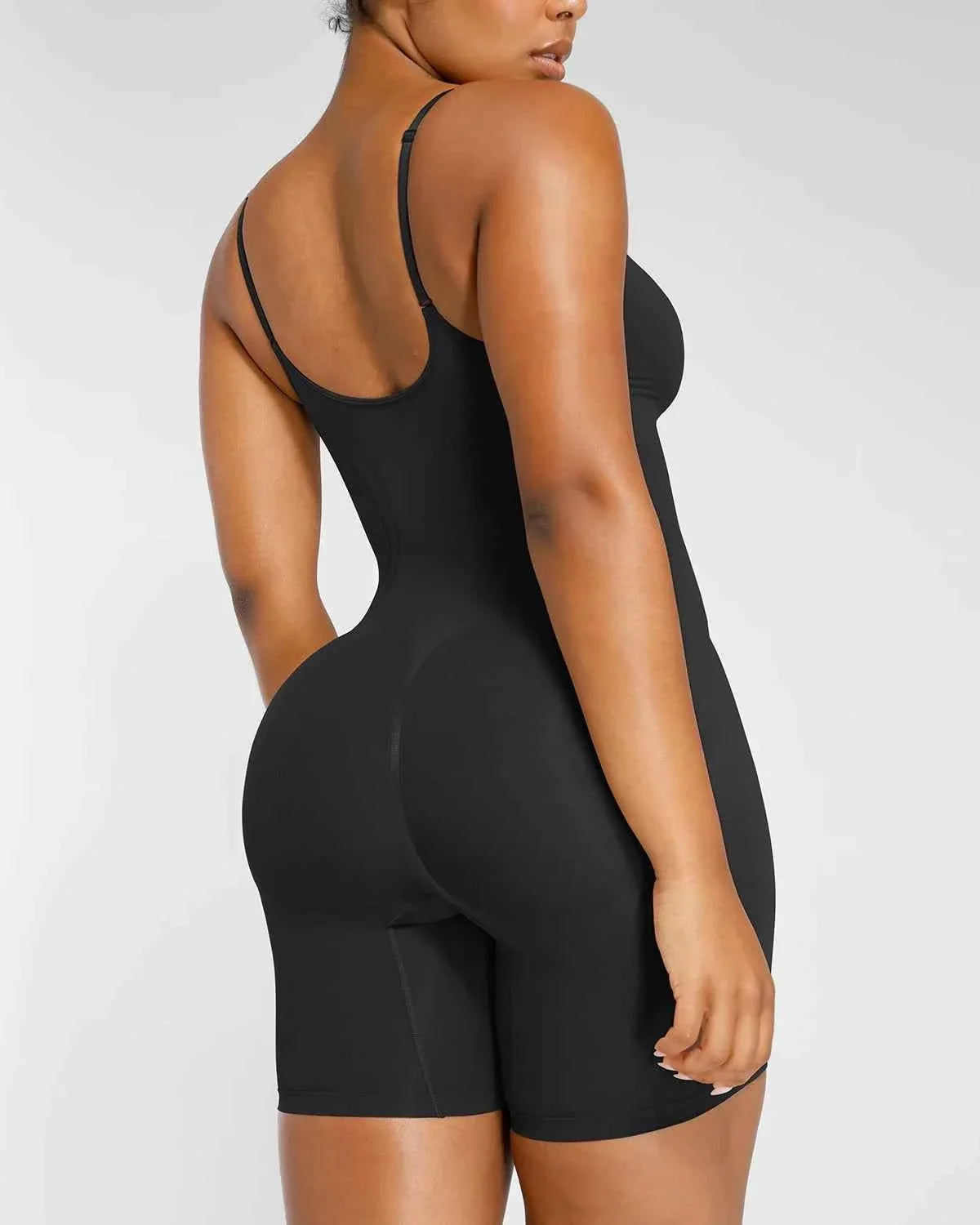 Bare Essentials Midi Bodysuit - Black Seamless Tummy Control