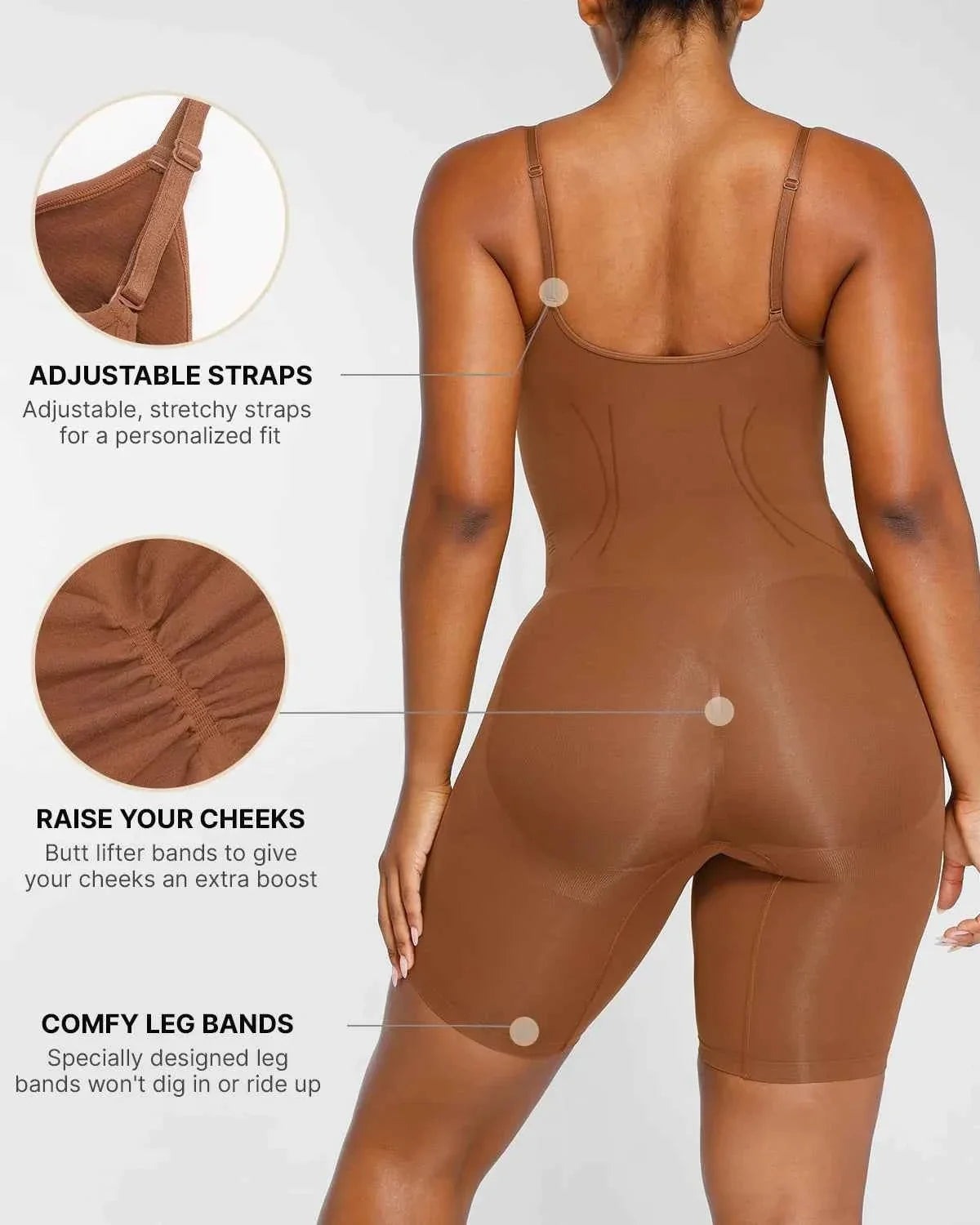 Bare Essentials Midi Bodysuit - Black Seamless Tummy Control