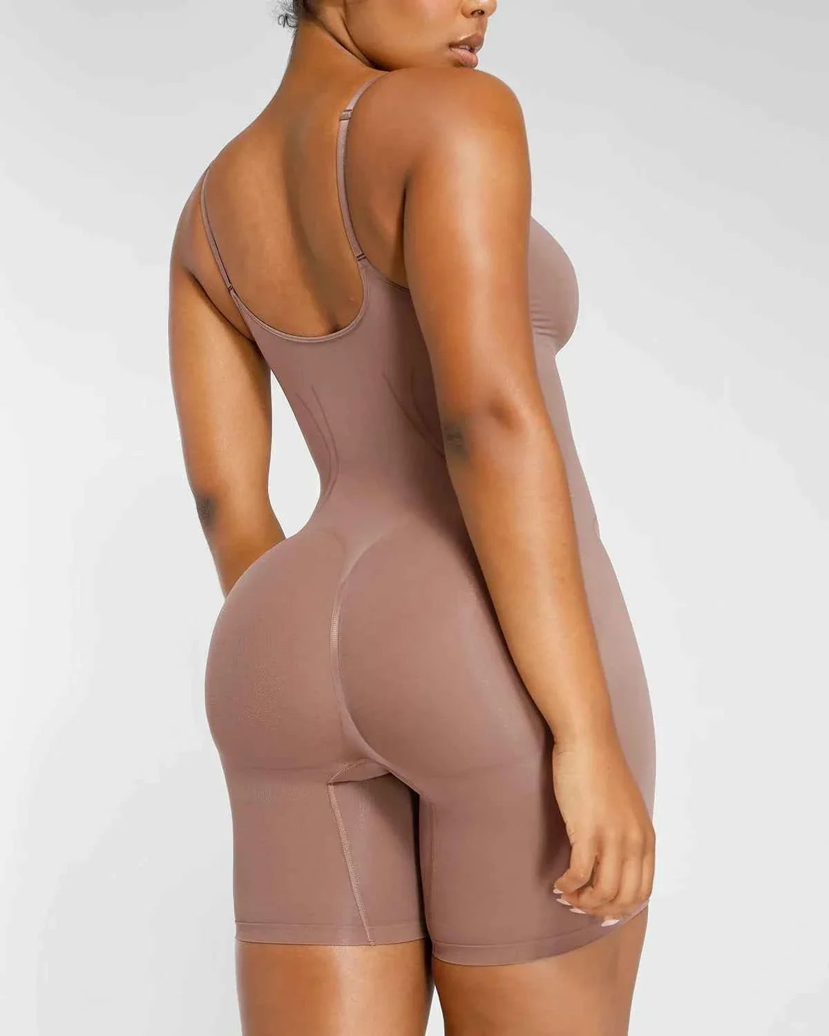 Bare Essentials Midi Bodysuit - Black Seamless Tummy Control