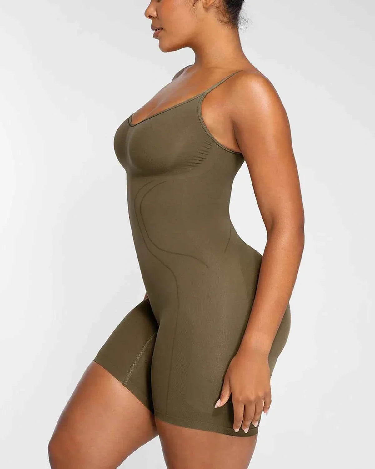 Bare Essentials Midi Bodysuit - Black Seamless Tummy Control