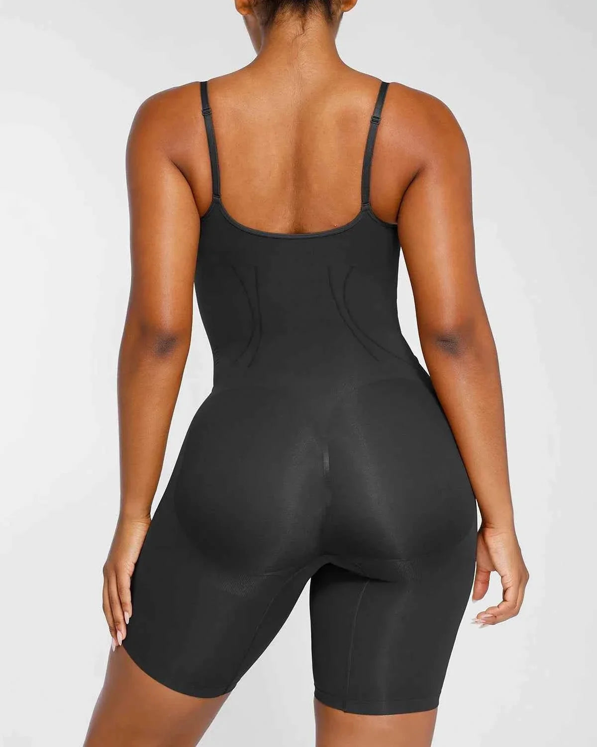 Bare Essentials Midi Bodysuit - Black Seamless Tummy Control