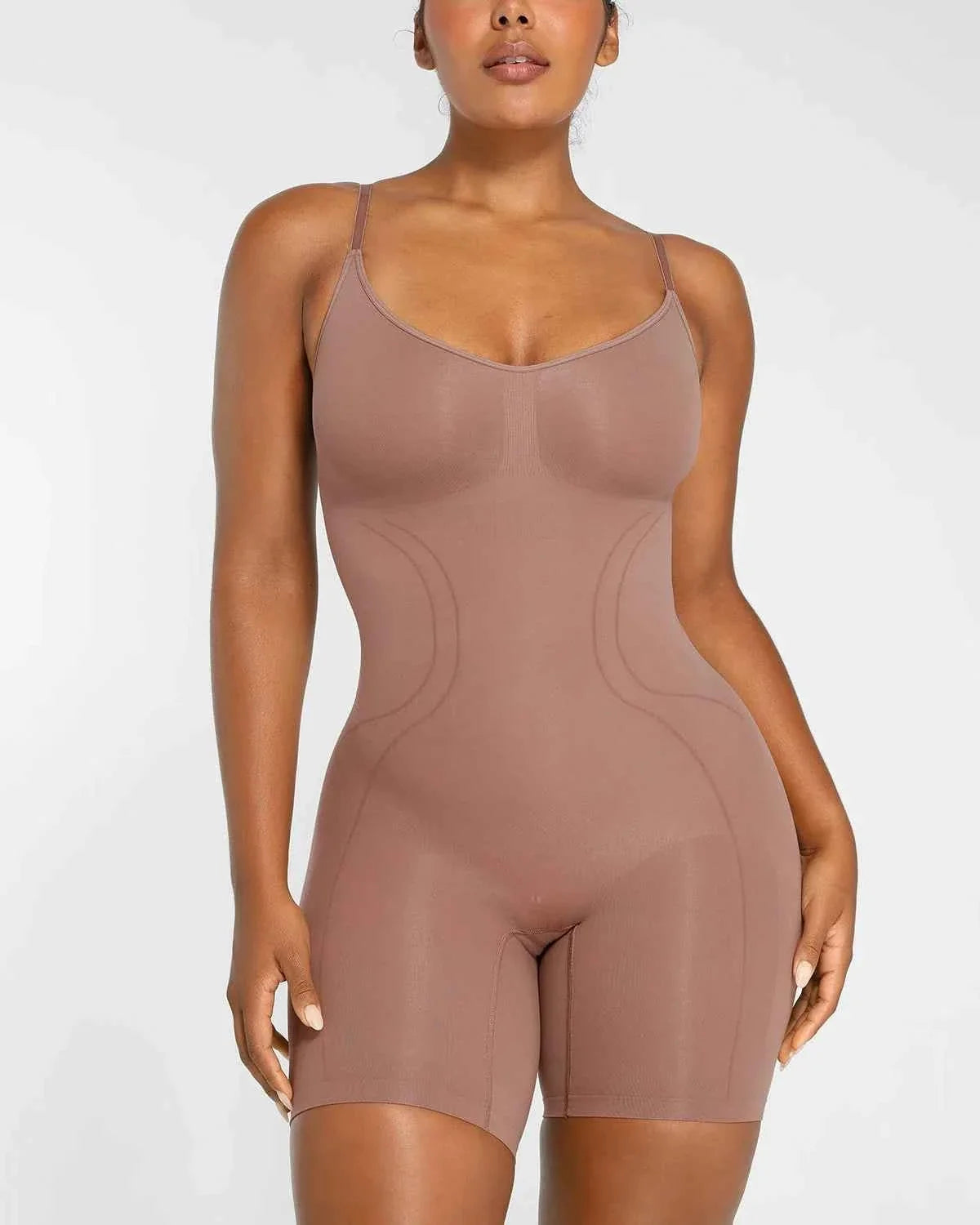 Bare Essentials Midi Bodysuit - Black Seamless Tummy Control