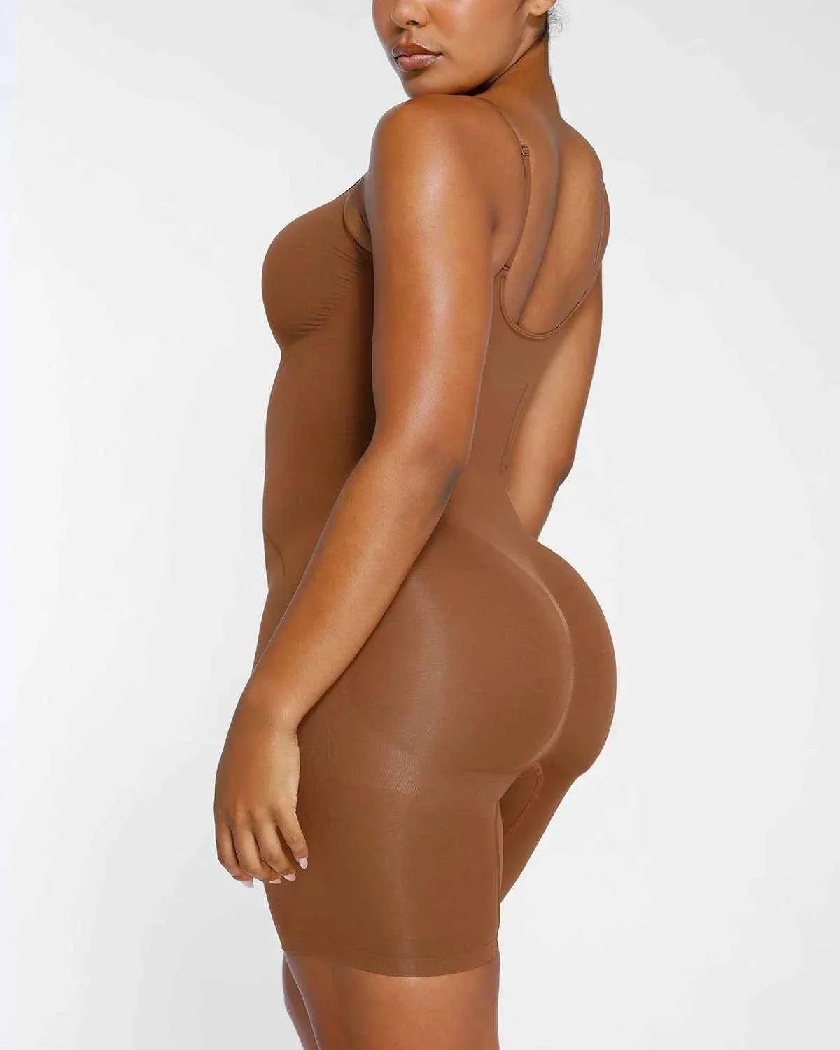 Bare Essentials Midi Bodysuit - Black Seamless Tummy Control