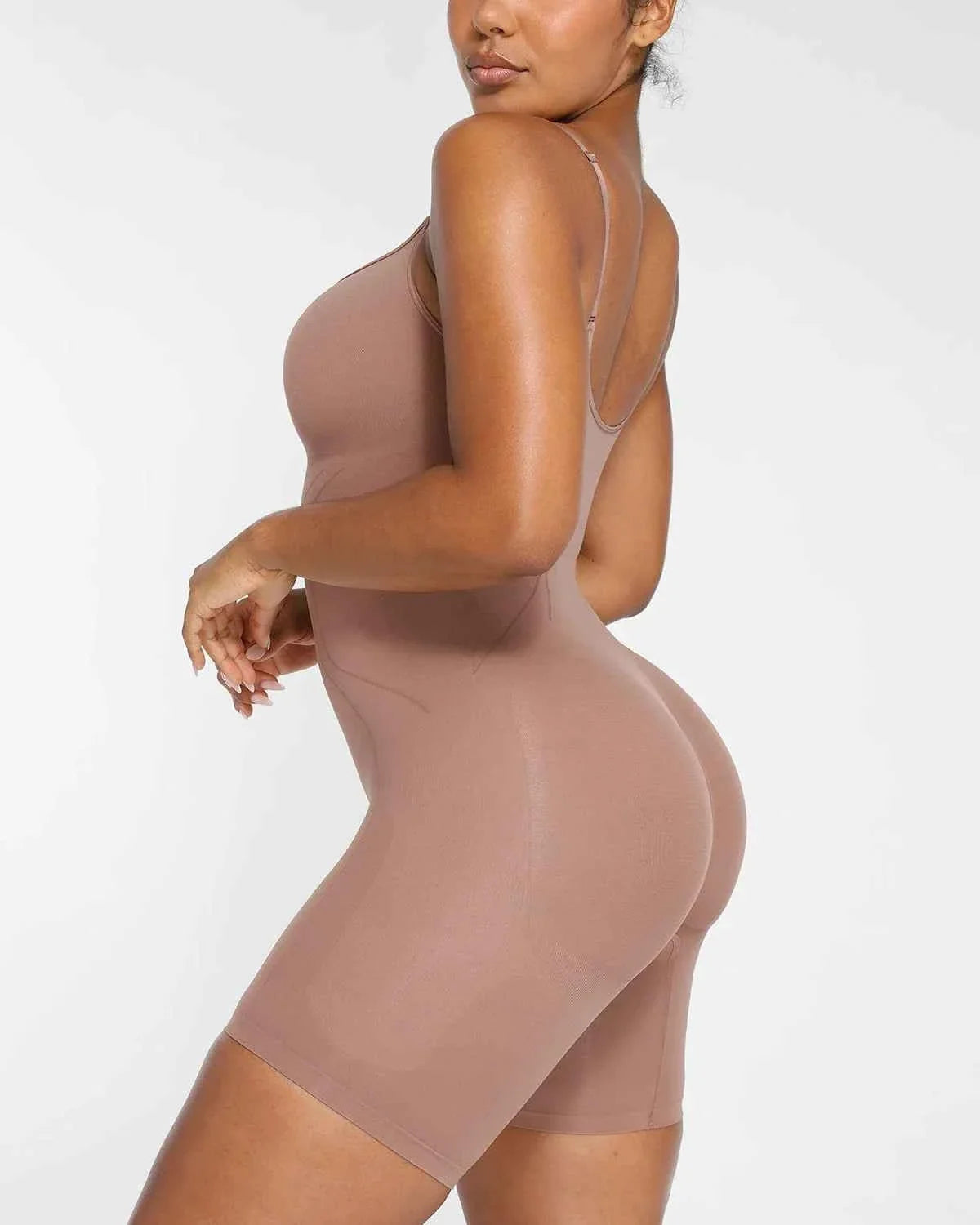 Bare Essentials Midi Bodysuit - Black Seamless Tummy Control