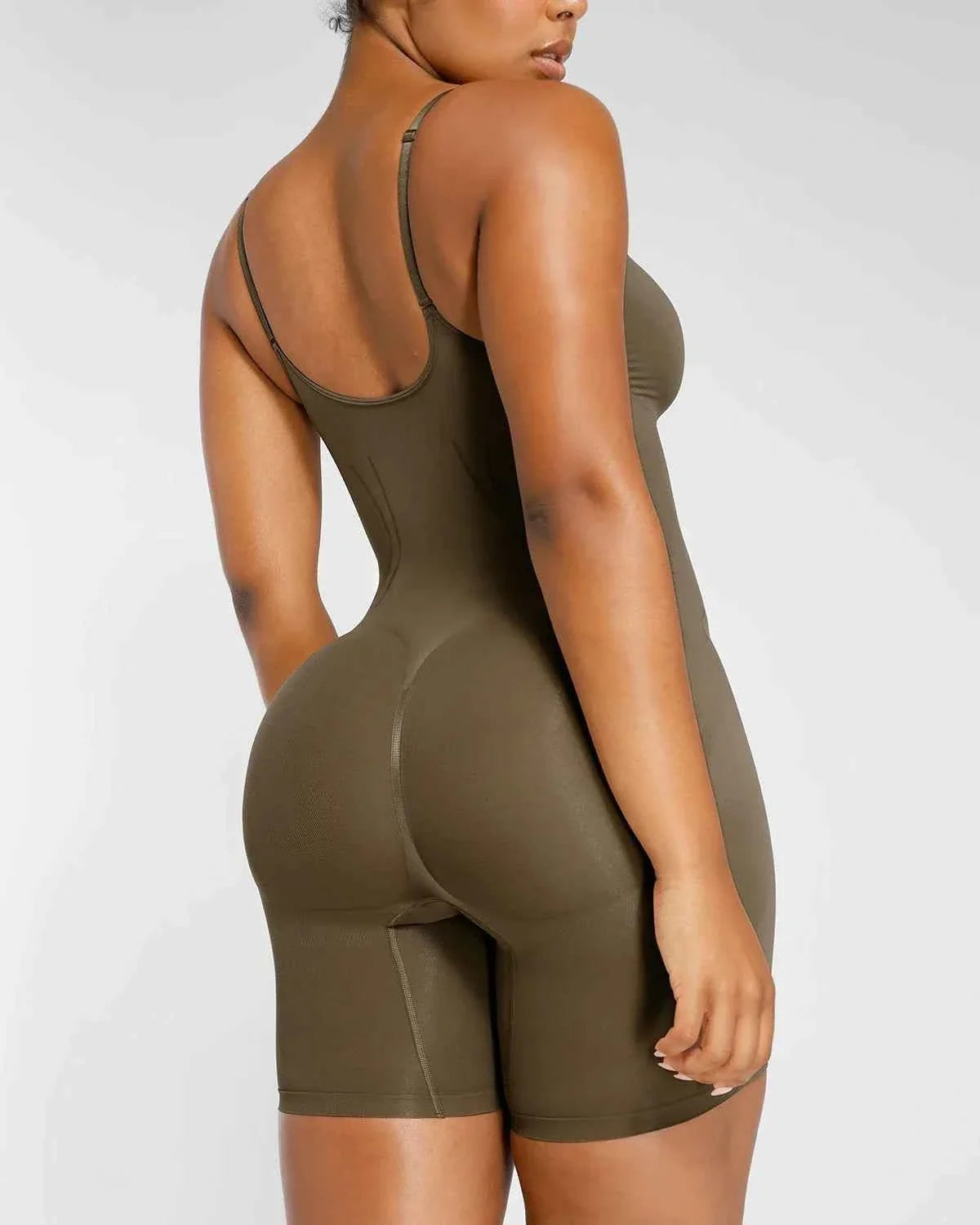 Bare Essentials Midi Bodysuit - Black Seamless Tummy Control