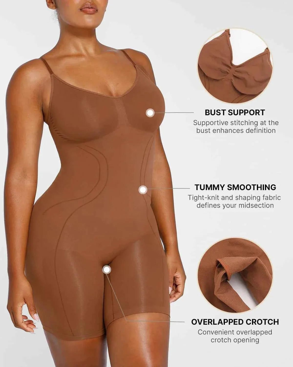 Bare Essentials Midi Bodysuit - Black Seamless Tummy Control
