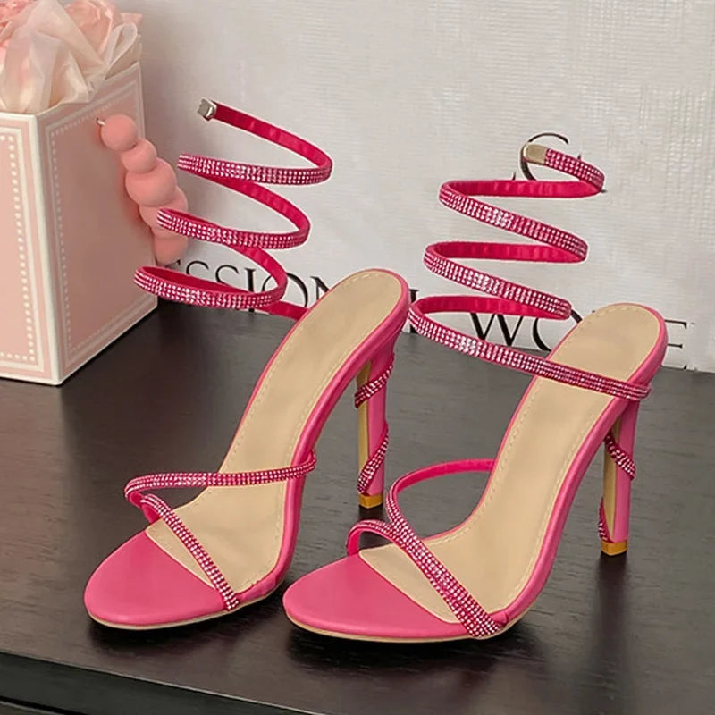 Summer Snake Twine Around Crystal Women Sandals