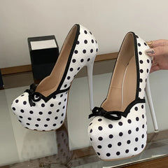 Runway Polka Dot Silk Platform Pumps