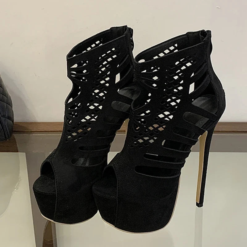 Hollow Out Peep Toe Extreme High Heels