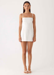 Second Sun Mini Dress - White Adjustable Straps