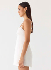 Second Sun Mini Dress - White Adjustable Straps