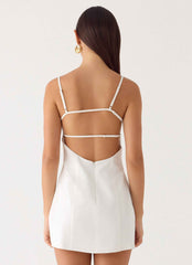 Second Sun Mini Dress - White Adjustable Straps