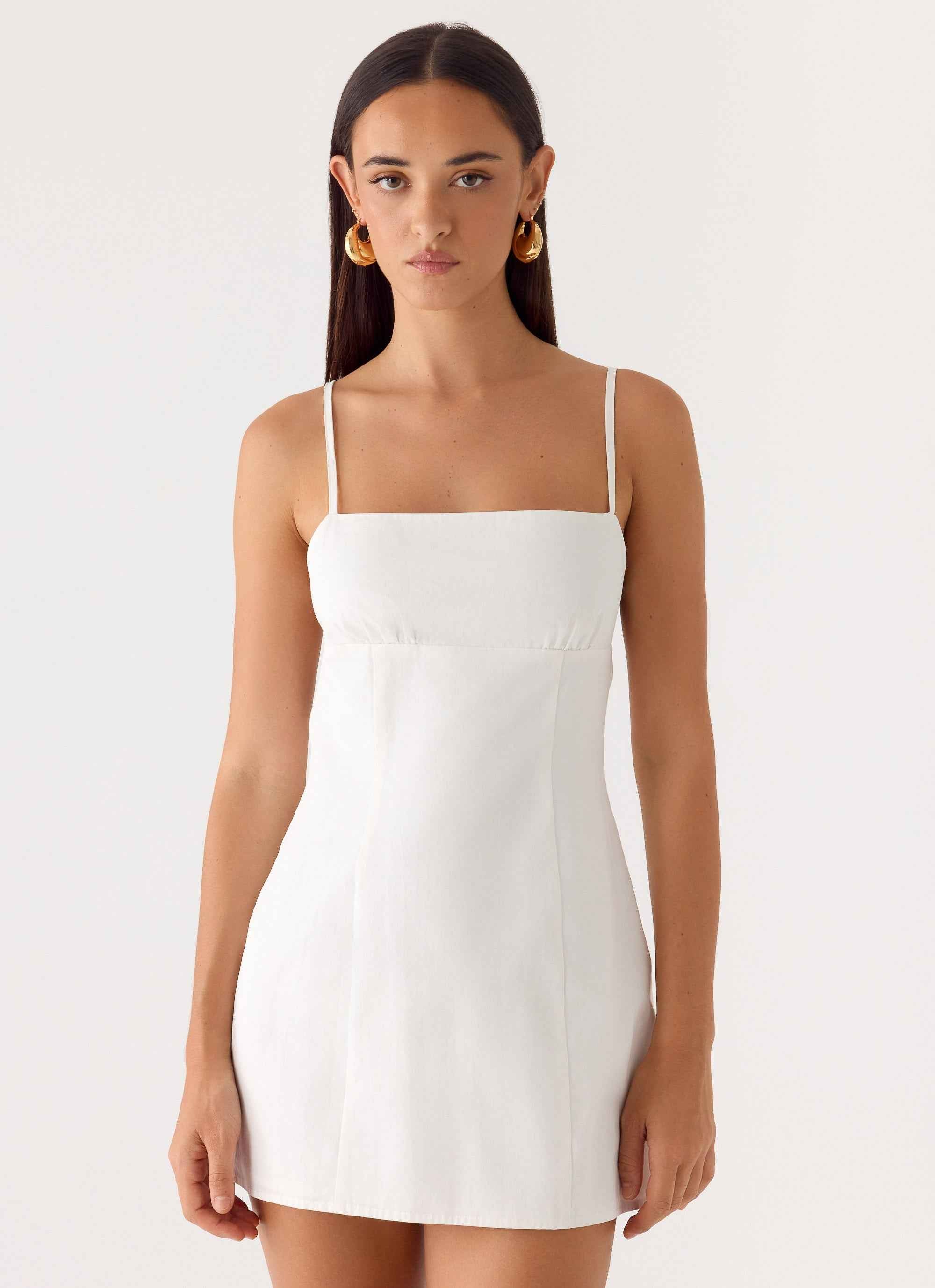 Second Sun Mini Dress - White Adjustable Straps