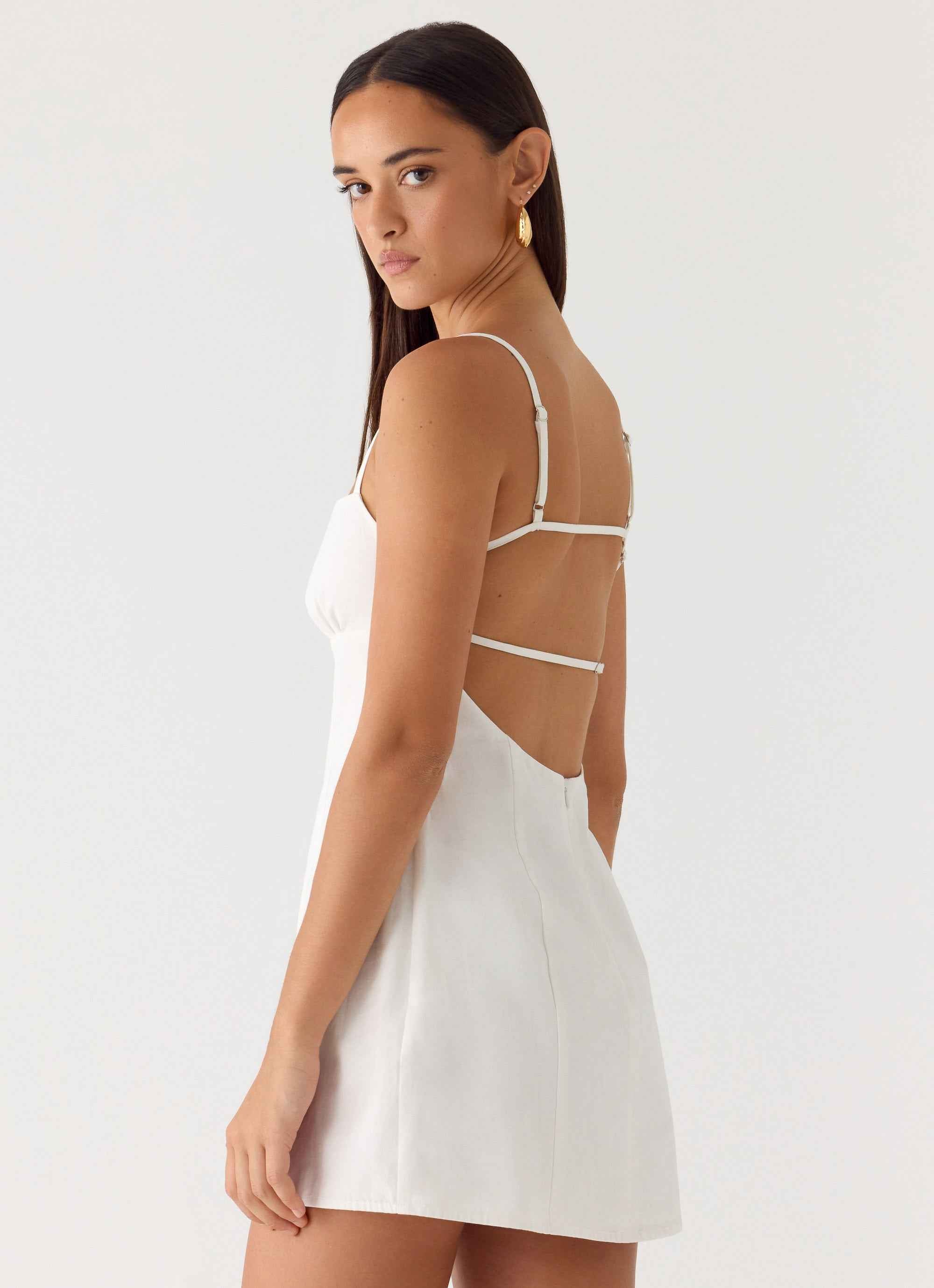 Second Sun Mini Dress - White Adjustable Straps