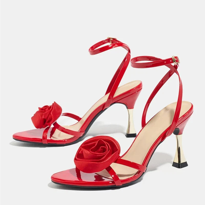 Summer 9CM Metal Thin Kittens Heels Gladiator Sandals
