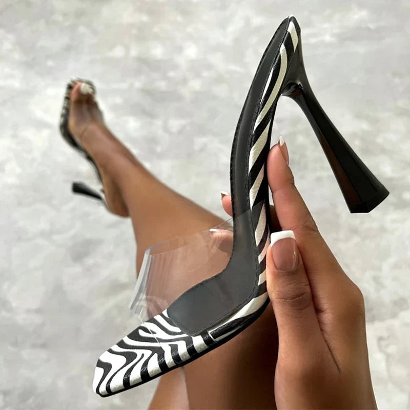 PVC Transparent Slippers 11CM Thin High Heels