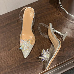 Crystal Flower PVC Summer Strange Transparent High Heels