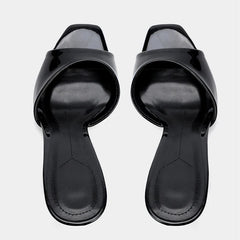 Brown Patent Leather Women Slippers Sandal