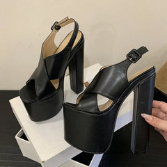 Thick Bottom Peep Toe Chunky Platform High Heels Sandals