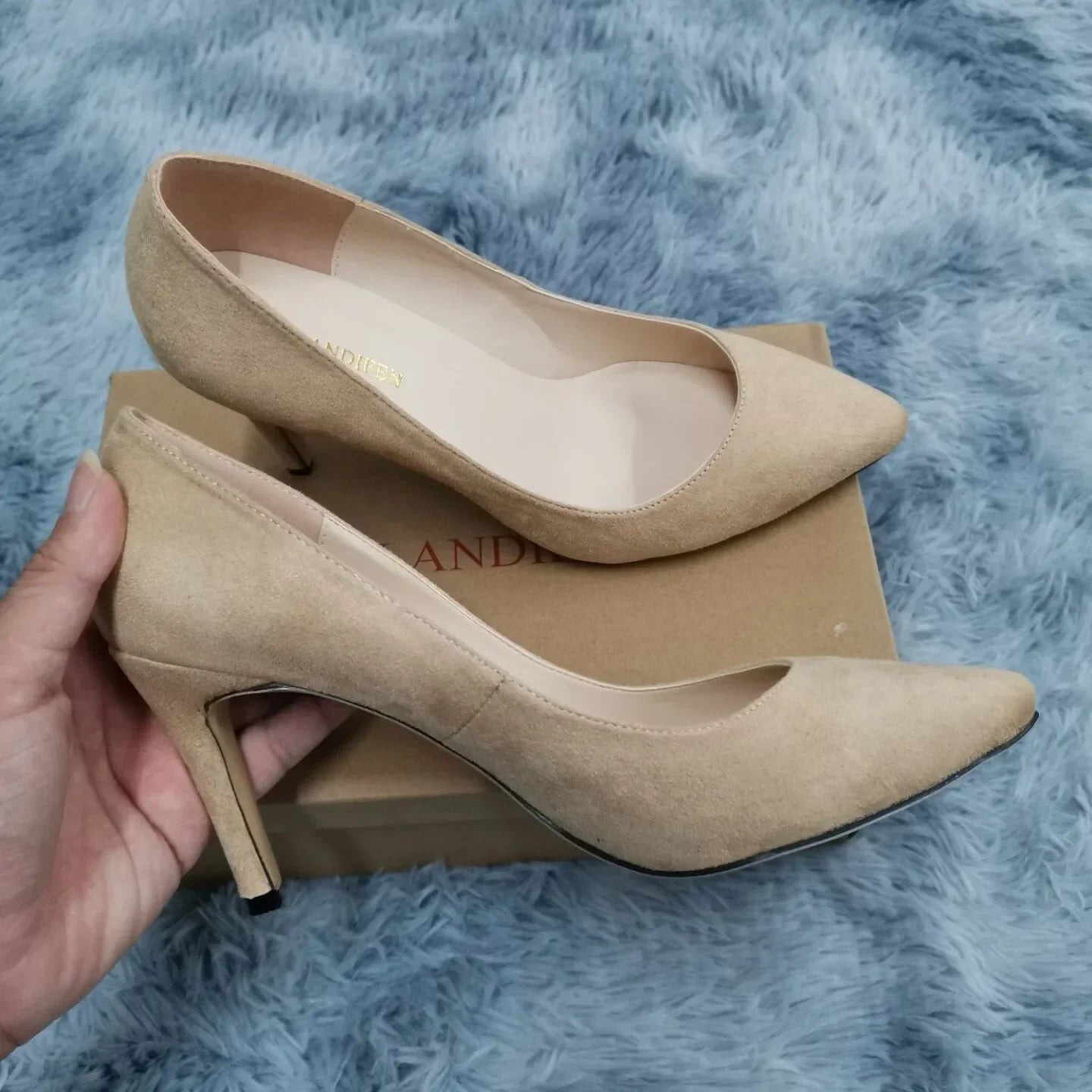 8cm Suede Ponited Toes High Heels