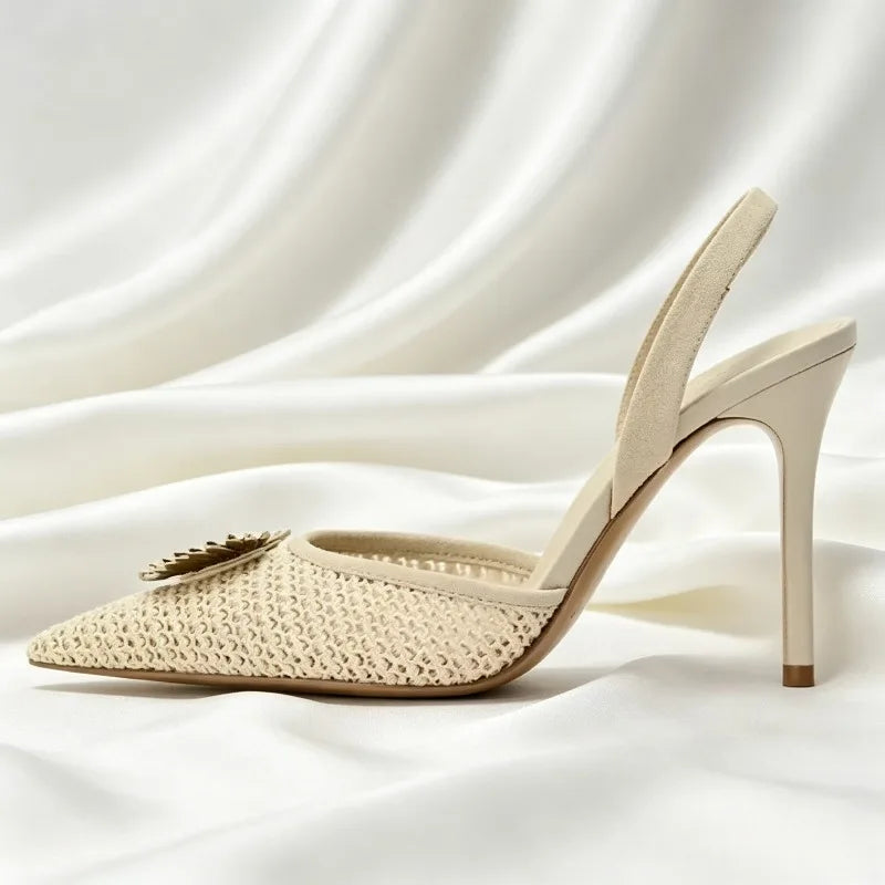 Luxury Metallic Flower Decoration Pumps