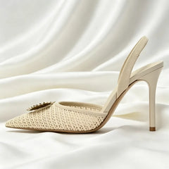 Luxury Metallic Flower Decoration Pumps