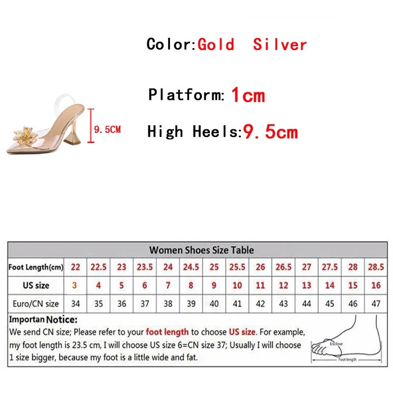 Crystal Flower PVC Summer Strange Transparent High Heels