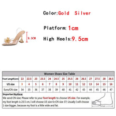 Crystal Flower PVC Summer Strange Transparent High Heels