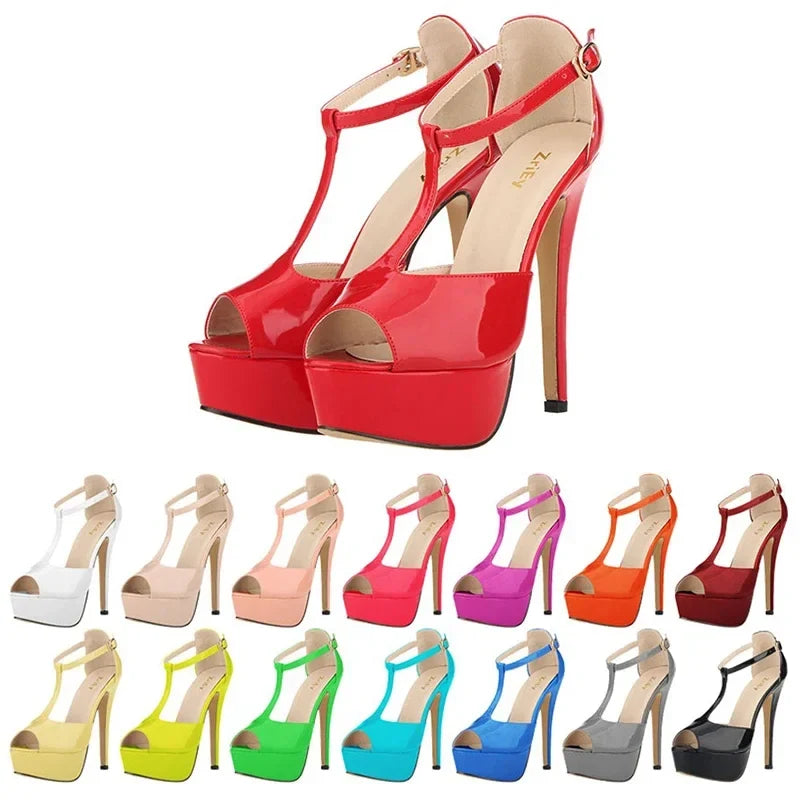 Peep Toe Ankle Strap Stilettos Pumps
