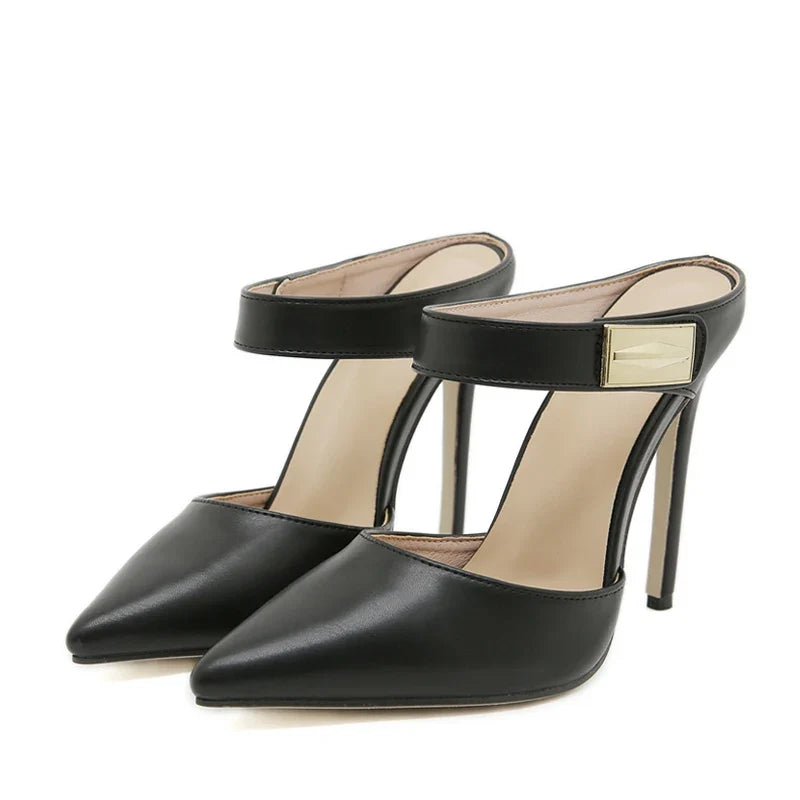 Design Metal Decoration Strap Women Pumps