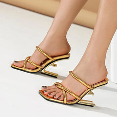 Chic Metal Fretwork Wedges Slippers