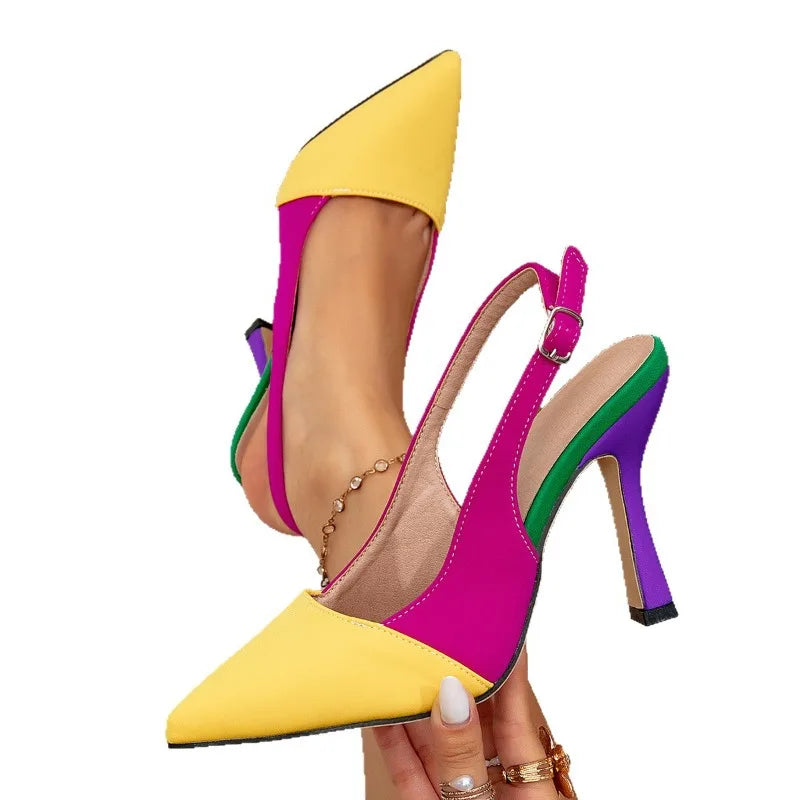Mixed Color Satin Pumps