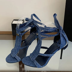 Design Button Ankle Cross Strap Sandals
