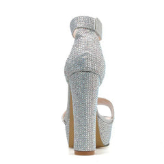 Silver Rhinestone Platform Sandals