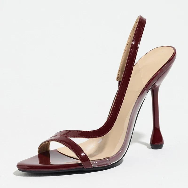 Summer Shallow Open Toe PVC PU Splice Back Strap Sandals