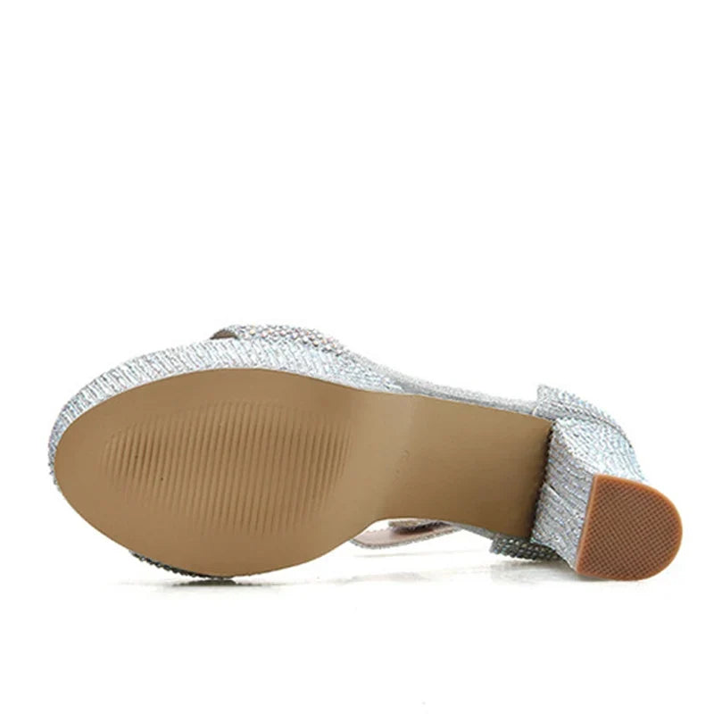 Silver Rhinestone Platform Sandals