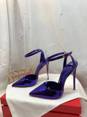 Laser Electric Red Patent Leather Hollow Out Sexy Thin Heel