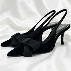 Black Butterfly-knot Decorate Pumps