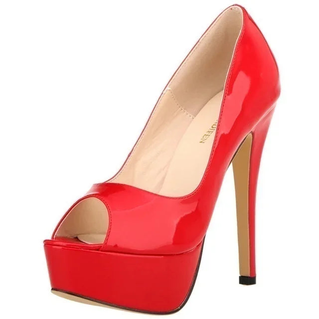 Platform Peep Toe 14cm Extremely Thin High Heels