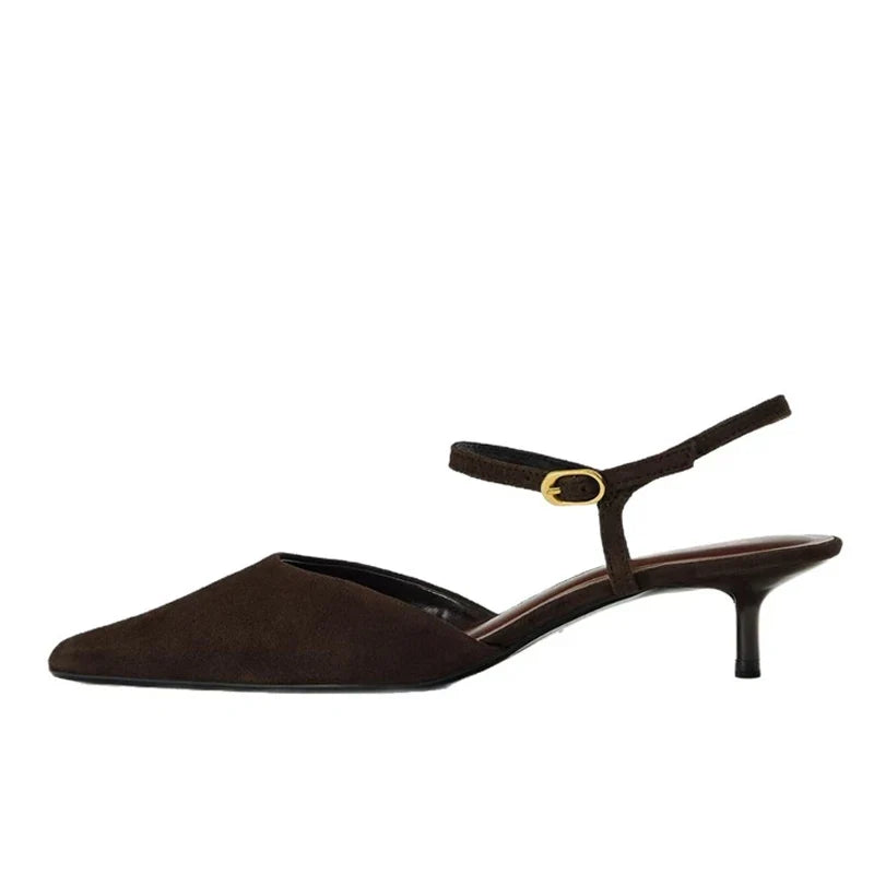 Summer Ladies Shoes Designer Low Heels Mules Sandal Buckle Strap kittens Heeled Women Pumps