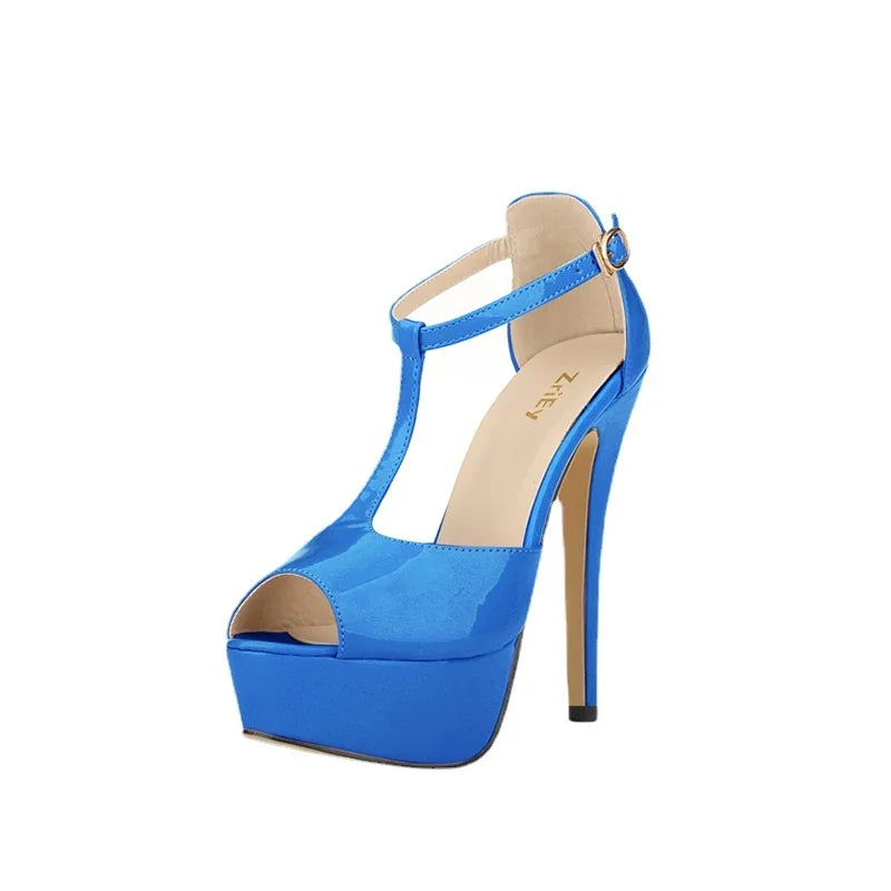 Peep Toe Ankle Strap Stilettos Pumps