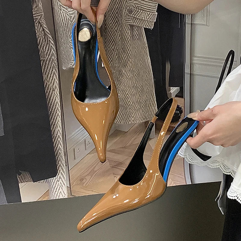Summer Black Patent Leather High Heels