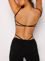 Neira open back bodysuit in black