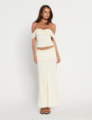 Denali Maxi Skirt - Bone Jersey Shirred Waistband