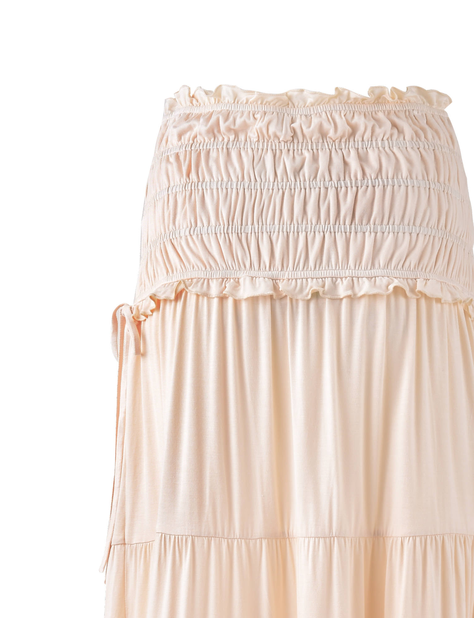 Denali Maxi Skirt - Bone Jersey Shirred Waistband