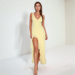 SLEEVELESS RUFFLE MAXI SUMMER PARTY DRESS