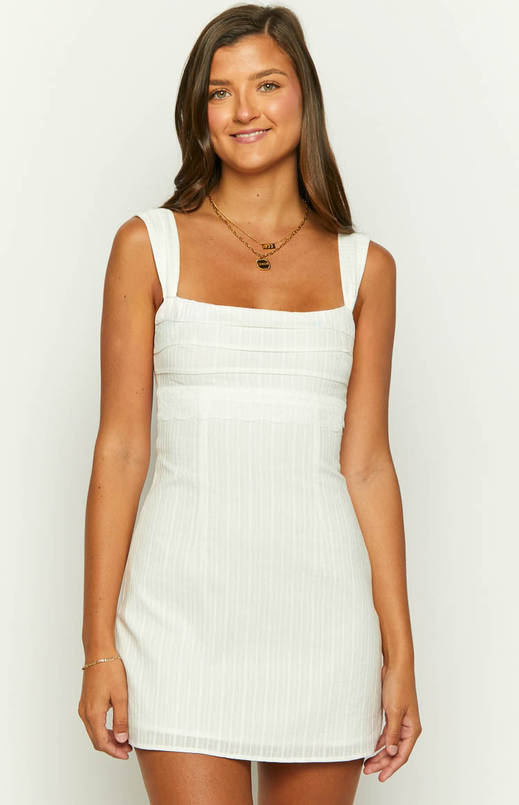 Taylor Lace Square Neck Mini Party Dress - White